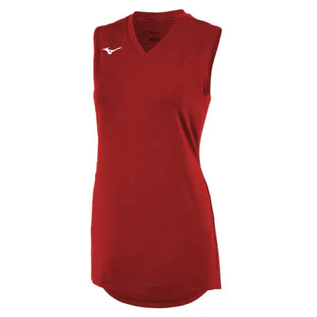 Mizuno Women's V-Neck Sleeveless Volleyball Jersey red