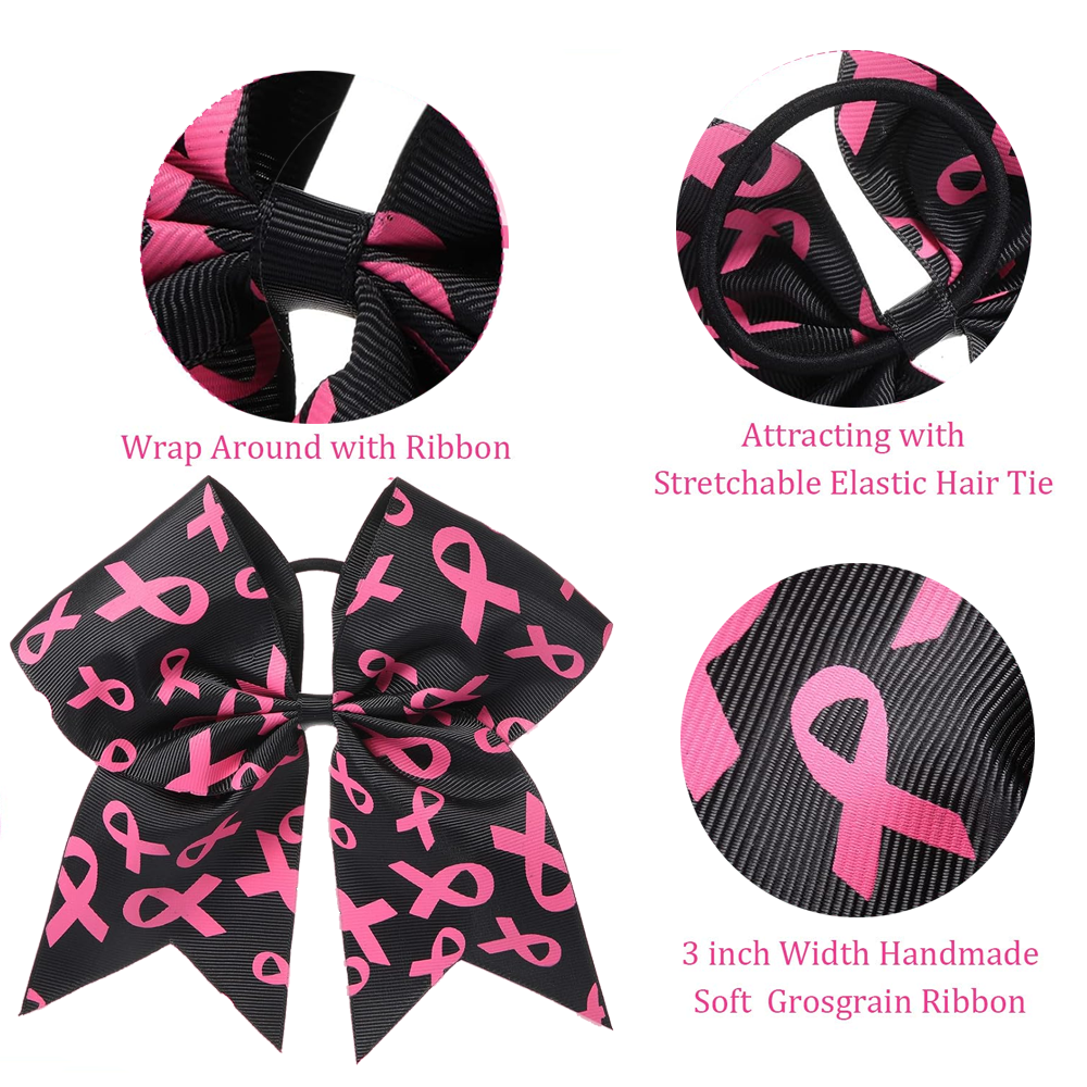 Pink Ribbon Hair Bow - Black
